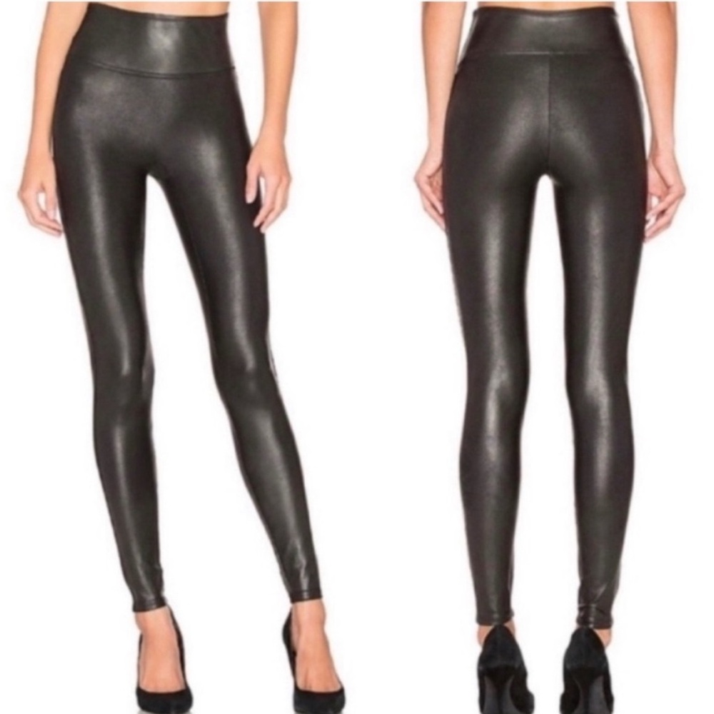 SPANX Sleek Black High-Waist Faux Leather Leggings
